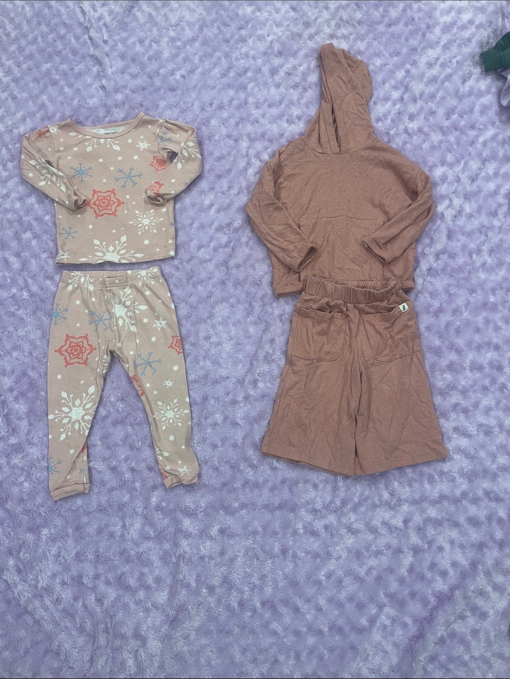 Carter's Two-Piece Rose Pink Snowflake Pajama and Cozy Hoodie Set